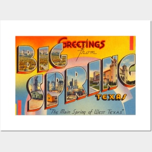 Greetings from Big Spring Texas - Vintage Large Letter Postcard Posters and Art